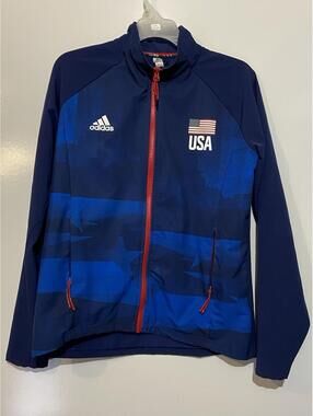 Womens ADIDAS Blue USA Volleyball Warm Up Jacket Sz M